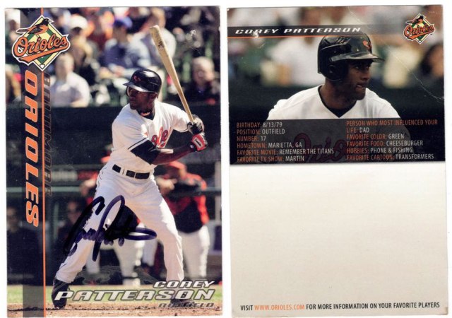 Baltimore Orioles – Corey Patterson 2007 Autograph photo